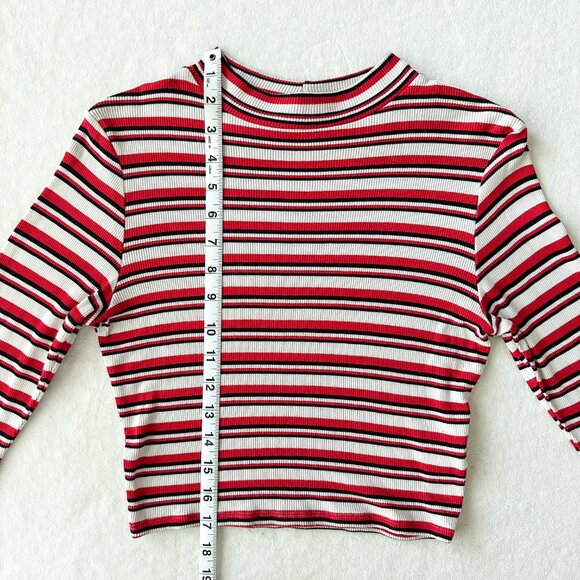 ASOS Striped Crop Top Red Black White - Size 4 (Small) - Picture 6 of 7